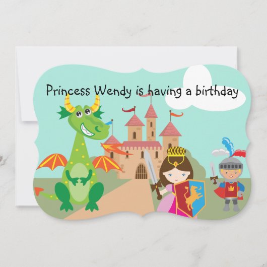 Princesse Dragon et invitation d'anniversaire de (Devant)