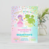 Princesse Et Dragon Anniversaire Invitation Frères (Debout devant)