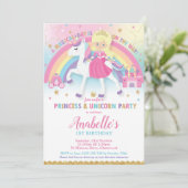 Princesse et licorne Invitations d'anniversaire Bl (Debout devant)