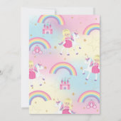 Princesse et licorne Invitations d'anniversaire Bl (Dos)