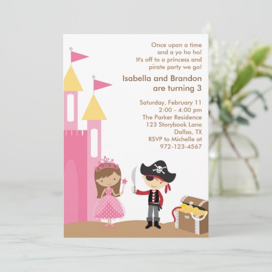 Princesse et Pirate Invitation (Debout devant)