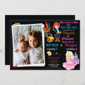 Princesse et Pirate invitation à l'anniversaire De (Devant / Derrière)
