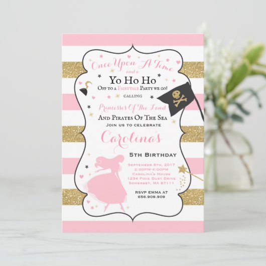 Princesse Et Pirate Invitation Anniversaire (Debout devant)