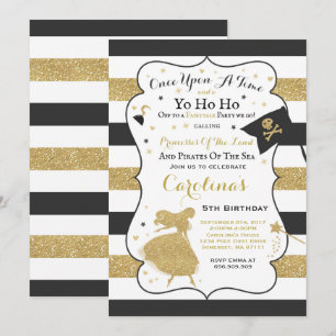 Princesse Et Pirate Invitation Anniversaire