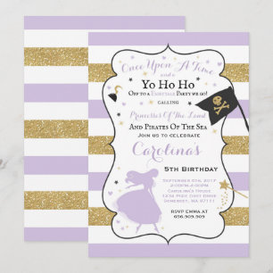 Princesse Et Pirate Invitation Anniversaire