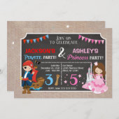 Princesse et Pirate Joint Invitation de jeudi (Devant / Derrière)