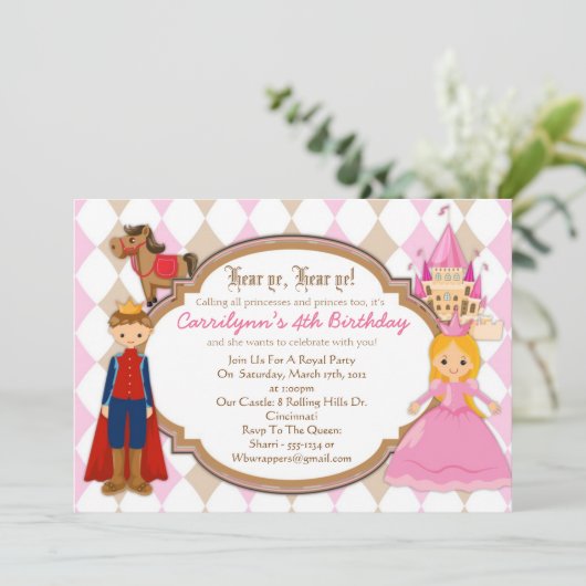 Princesse et Prince - Invitations à la fête d'anni (Debout devant)