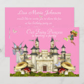 princesse féerie château invitation rose (Devant / Derrière)