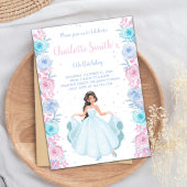 Princesse Florale rose violet Invitations d'annive