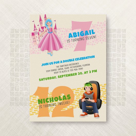 Princesse Gamer Joint Invitation d'anniversaire
