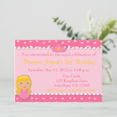 Princesse Girls Birthday Invitation (Debout devant)