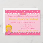 Princesse Girls Birthday Invitation (Devant / Derrière)