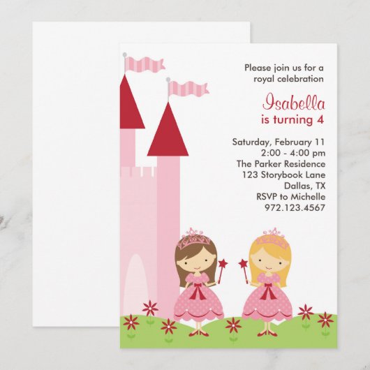 Princesse Invitation (Devant / Derrière)