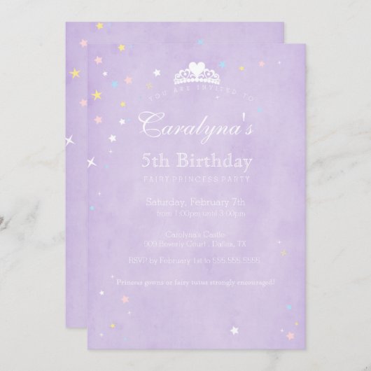Princesse Invitation Anniversaire Poussière Fée Vi (Devant / Derrière)