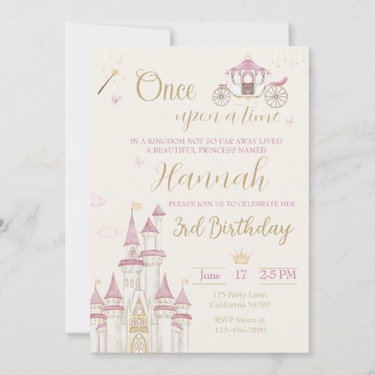 Princesse Invitation Anniversaire Princesse Invita (Devant)