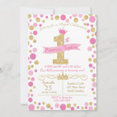 Princesse Invitation Anniversaire Rose & Or (Devant)