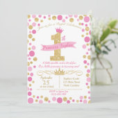 Princesse Invitation Anniversaire Rose & Or (Debout devant)