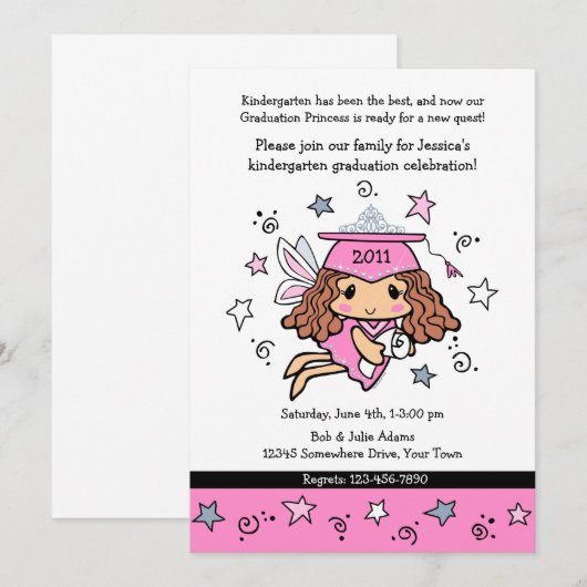 Princesse Invitation d'obtention du diplôme (Devant / Derrière)