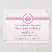 Princesse Invitation Fille Anniversaire Fête Couro (Devant)
