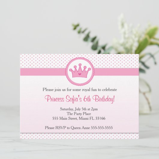 Princesse Invitation Fille Anniversaire Fête Couro (Debout devant)