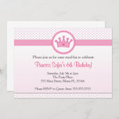 Princesse Invitation Fille Anniversaire Fête Couro (Devant / Derrière)