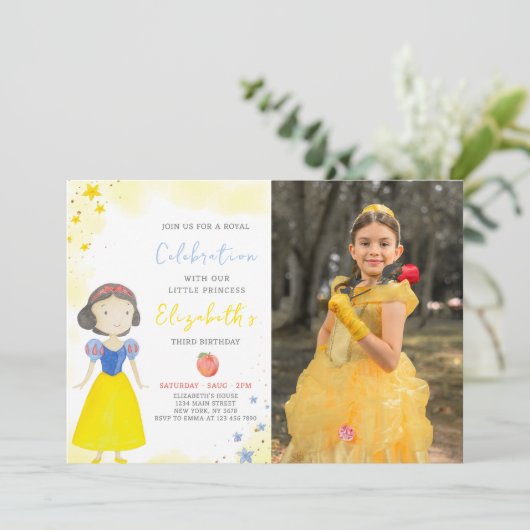 Princesse Jaune Invitation D'Anniversaire Avec Pho (Debout devant)