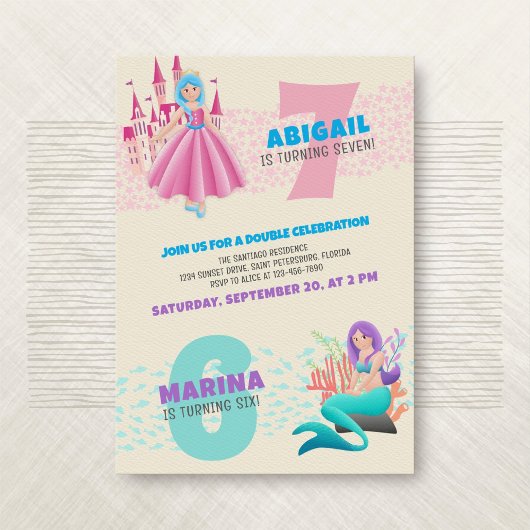 Princesse Mermaid Joint Invitation d'anniversaire