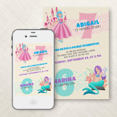 Princesse Mermaid Joint Invitation d'anniversaire