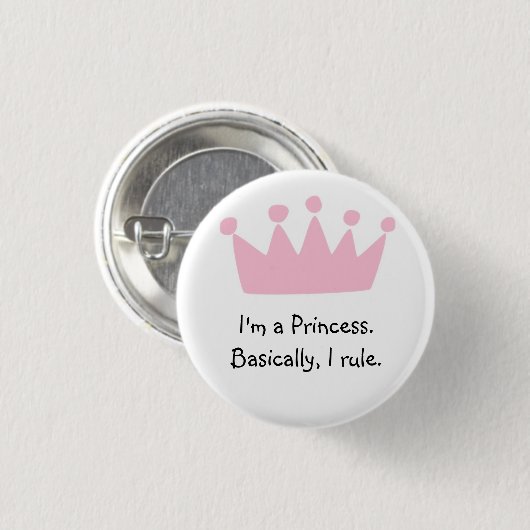Princesse Metal Button Badge (Devant & derrière)