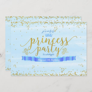 Princesse Party Gold et invitations bleues de