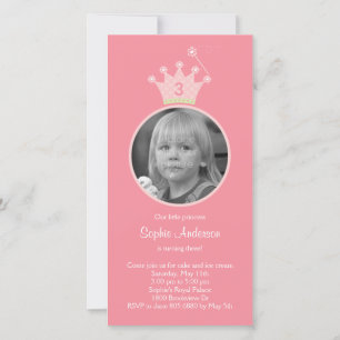 Princesse Photo Anniversaire Fête Invitation
