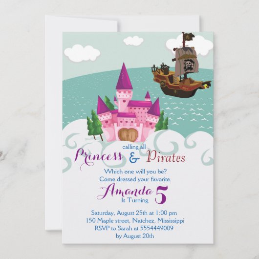 Princesse Pirate Invitation (Devant)