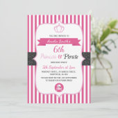 Princesse & Pirate Invitations de fête d'anniversa (Debout devant)