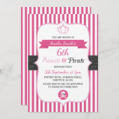 Princesse & Pirate Invitations de fête d'anniversa (Devant / Derrière)