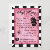 Princesse Pirate Rose Anniversaire, 5x7 Invitation (Devant)