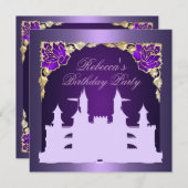 Princesse pourpre Castle Birthday Invitation (Devant / Derrière)
