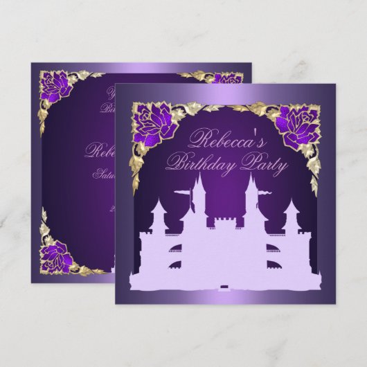 Princesse pourpre Castle Birthday Invitation (Devant / Derrière)
