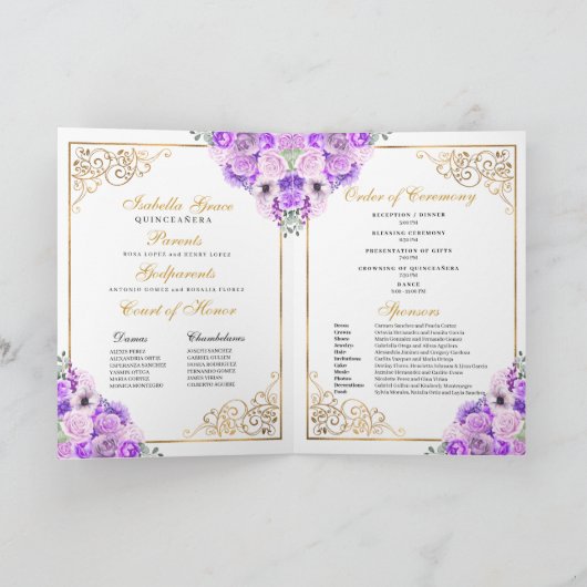 Princesse pourpre Tiara Quinceanera Programme (Intérieur)