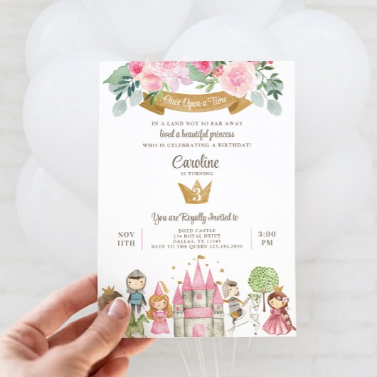 Princesse, Prince et Chevalier Invitation d'annive