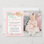 Princesse Rose Baby Girl Invitation premier annive (Devant)