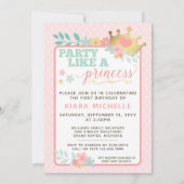Princesse Rose Baby Girl Invitation premier annive (Devant)