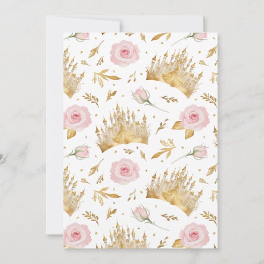 Princesse rose et or 1er anniversaire Invitation (Dos)