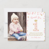 Princesse rose et or 1er Carte de remerciements d' (Devant)