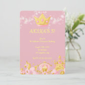 Princesse rose invitation d'anniversaire fille (Debout devant)
