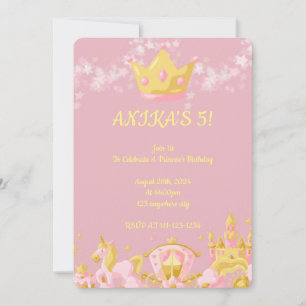Princesse rose invitation d'anniversaire fille