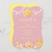 Princesse rose invitation d'anniversaire fille (Devant / Derrière)