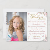 Princesse rose or Carte de remerciements d'anniver (Devant)