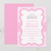 Princesse rose Tiara Girls Birthday Invitation (Devant / Derrière)