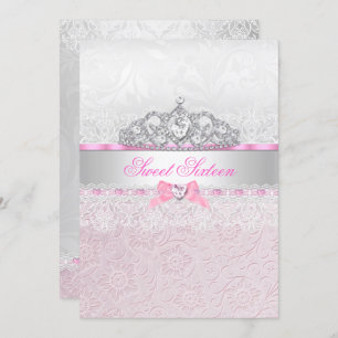 Princesse Rose Tiara Lace Sweet 16 Invitation