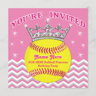 Princesse Softball Birthday Invitations du